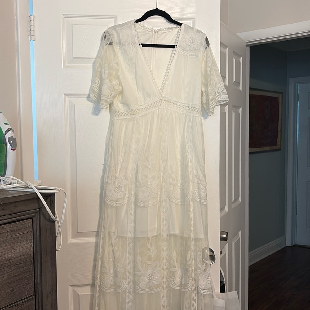 White floor length dress